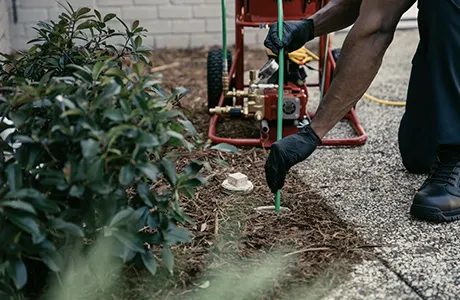 All-Plumb-Rooter Plumber cleaning a drain.